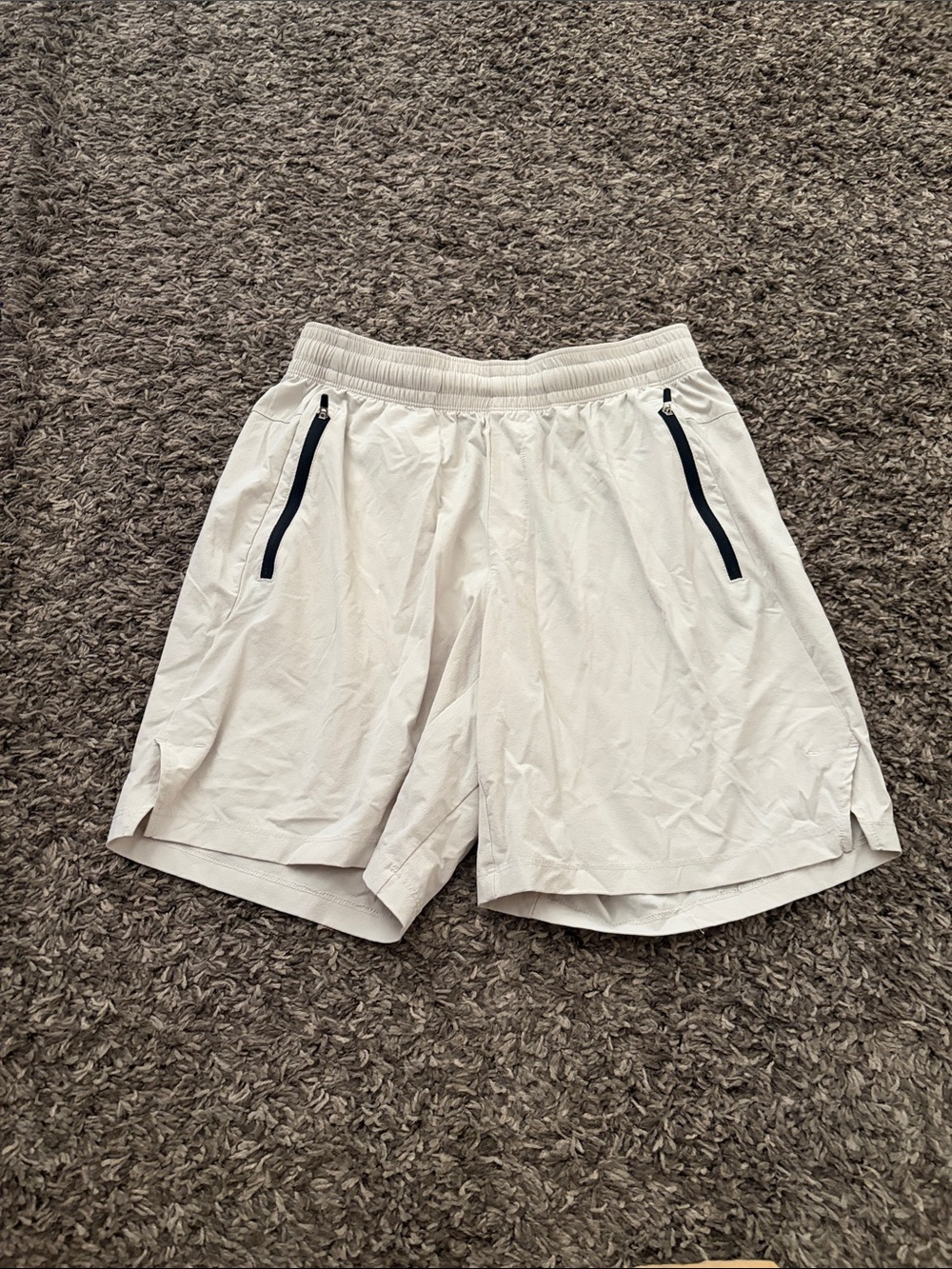 all in motion Cream Athletic Shorts with Black Zip Accents